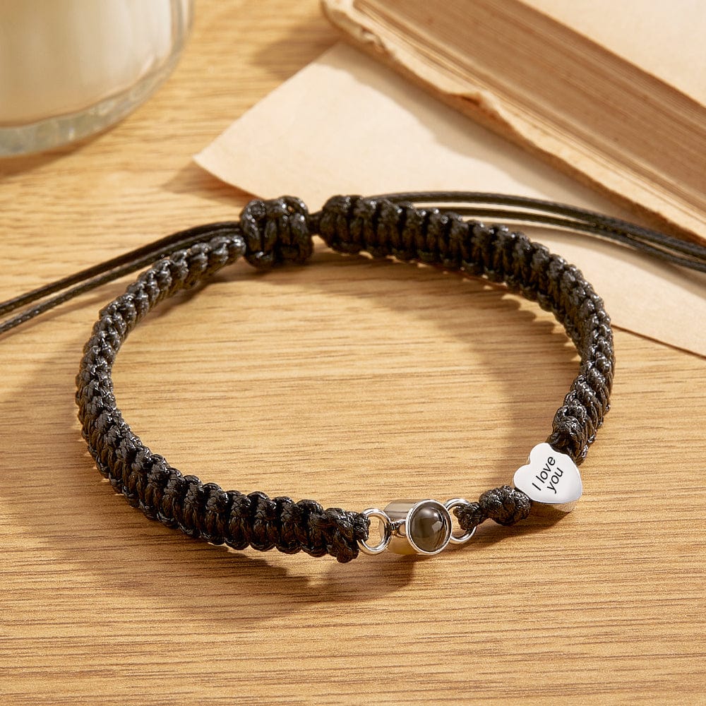 Custom Photo Engraved Projection Bracelet Heart Couple Gift - Giftlab