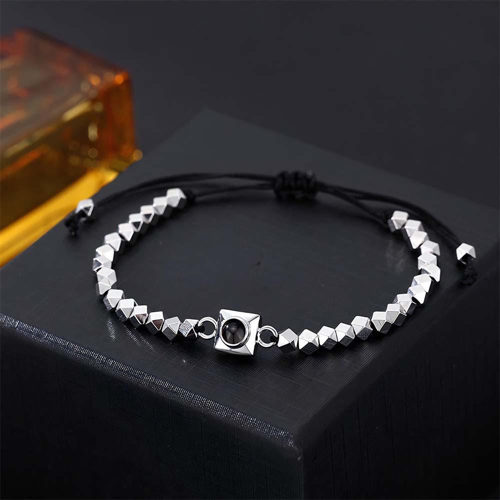 Custom Square Projection Bracelet Special Shaped Beads Gift for Him - Giftlab
