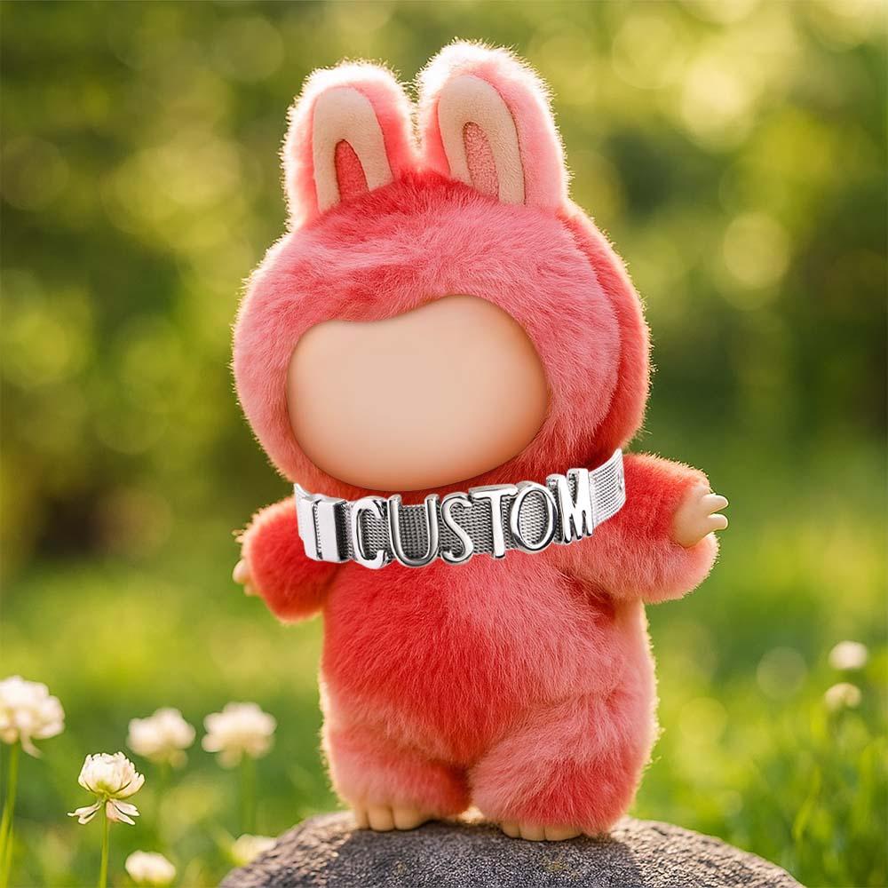 Custom Necklace for Labu Personalized Punk Jewelry Wide Nylon Band Necklace DIY 1-8 Initial Letter Charm Monster Doll Necklace