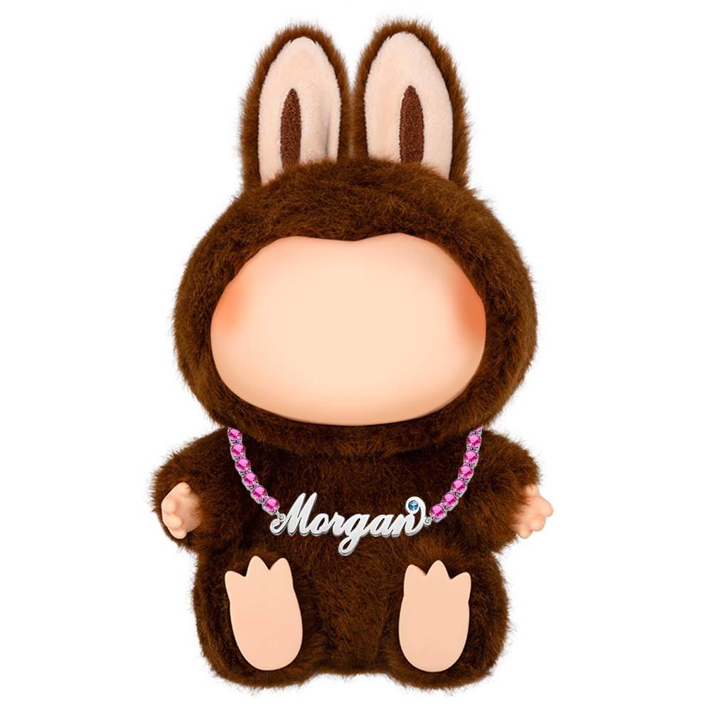 Custom Necklace for Labu Name Birthstone Tennis Necklace Trendy All Diamonds Necklace Monster Doll Necklace