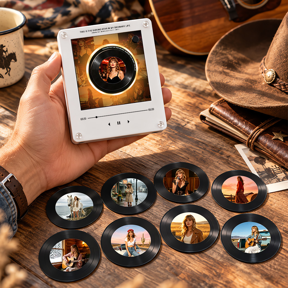 Custom Country Pop Music Mini Vinyl Record Music Magnet with 9 Discs NFC Retro Music Magnet