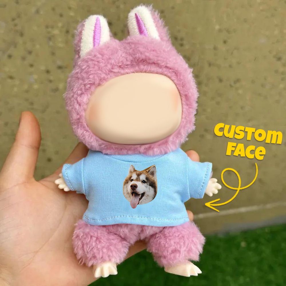 Custom Labu Doll T-shirt Personalized Photo 17cm Labu Doll Clothes Fits Gen 1/2/3 (Doll Not Included)