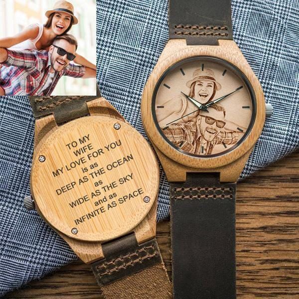 Engraved Photo Watch Gift For Husband Anniversary Gifts - Giftlab
