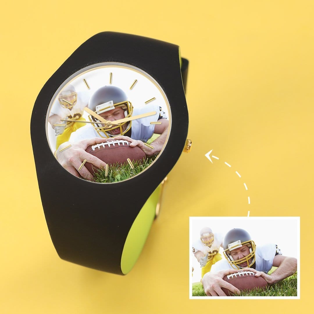 Gift For Kid Custom Photo Watch - Black Silicone - Giftlab