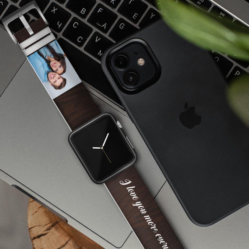 GiftLAB Personalized Apple Watch Band Photo Engraved Apple Watch Band Valentine's Gifts for Boyfriend - Giftlab