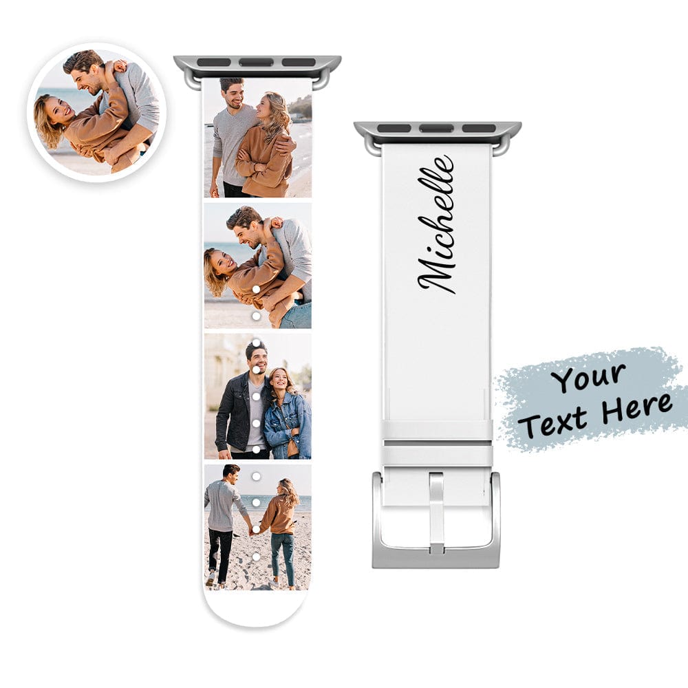 Custom Apple Watch Band Collage Photo and Name Silicone Watch Band Personalized Gifts - Giftlab