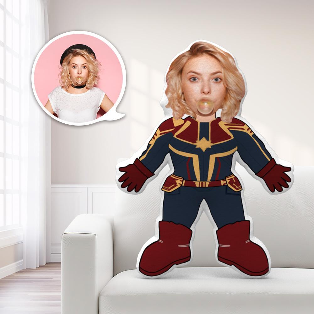 Personalized Face Pillow ToyCapitain Marvel Throw Pillow MiniMe Pillow - Giftlab