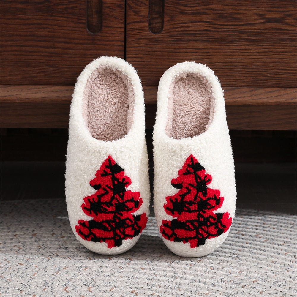 Christmas Slippers Red Christmas Tree Shoes Home Cotton Slippers - Giftlab