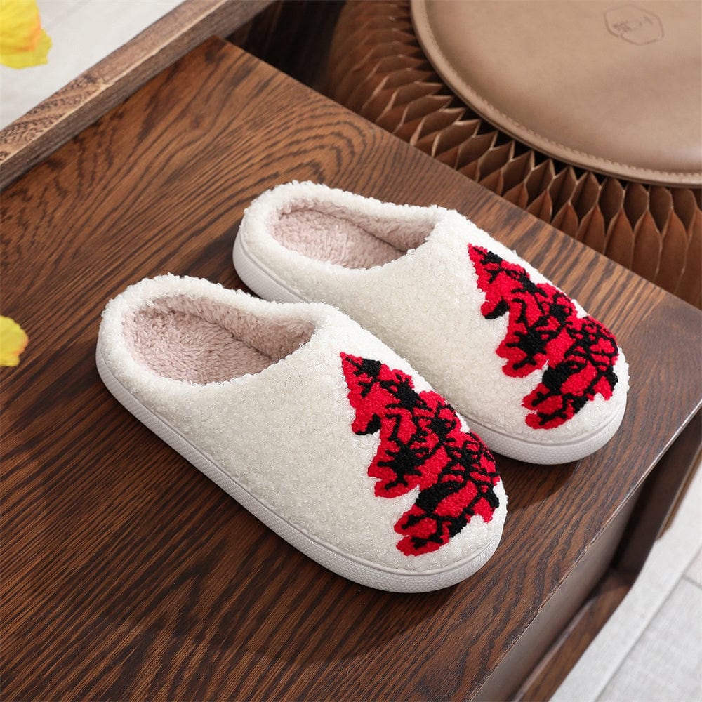 Christmas Slippers Red Christmas Tree Shoes Home Cotton Slippers - Giftlab