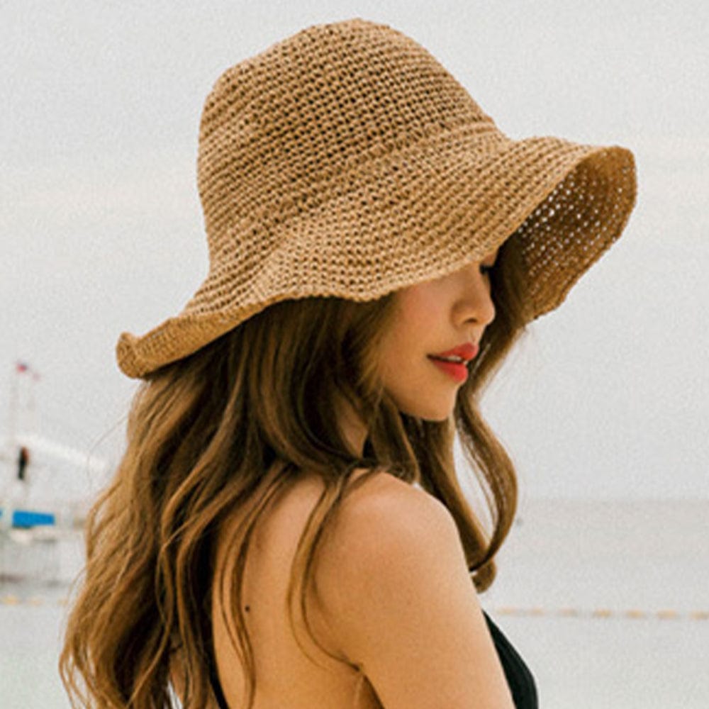 Women Fashion Summer Straw Hat Sun Hat Folding Travel Beach Cap - Giftlab