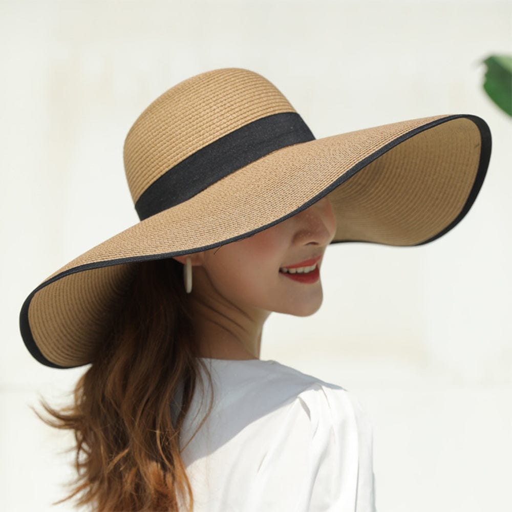 Women Sun Protection Straw Hat Beach Wide Brim Big Floppy Sun Hat - Giftlab