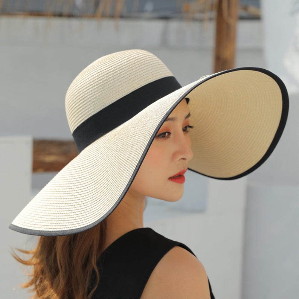 Women Sun Protection Straw Hat Beach Wide Brim Big Floppy Sun Hat - Giftlab