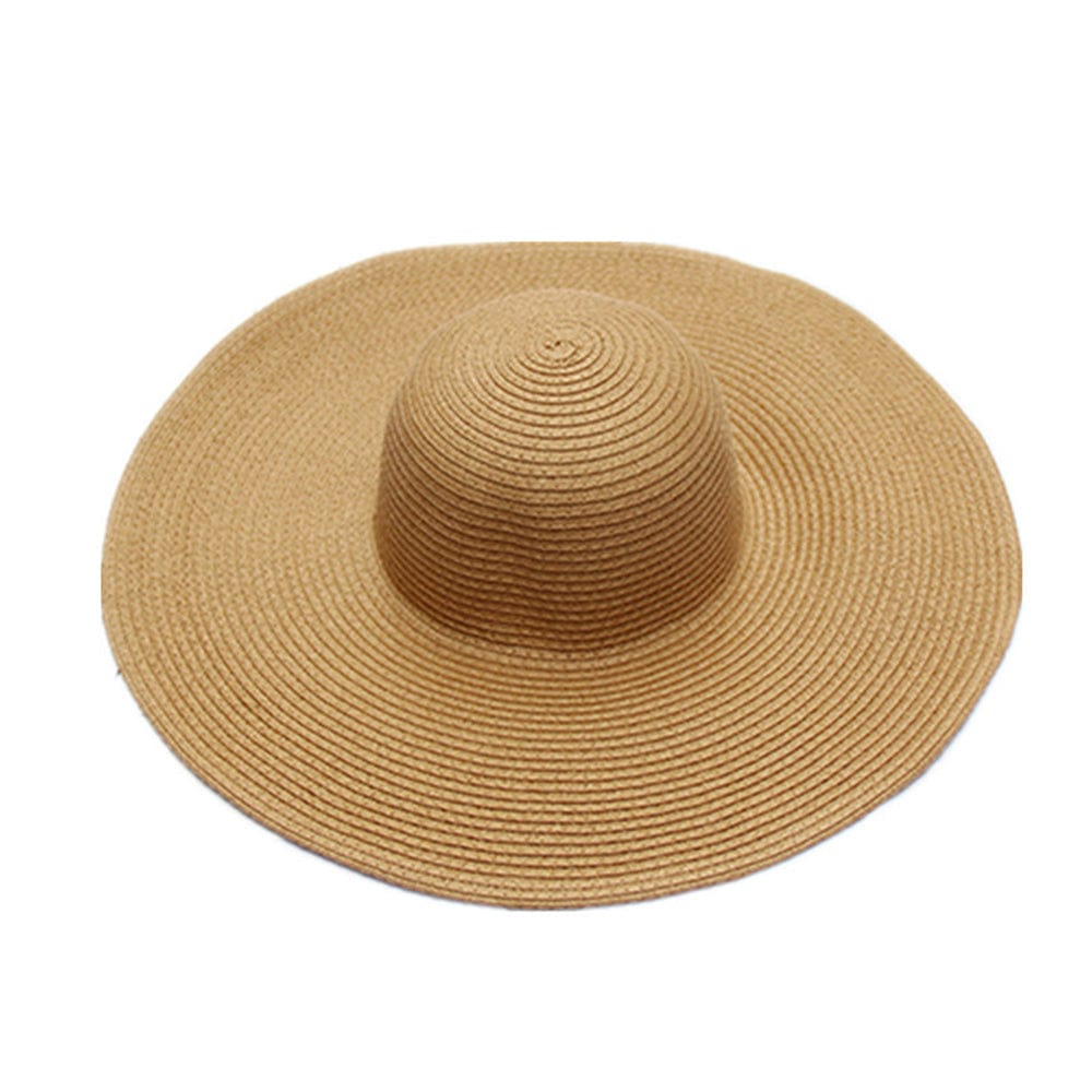 Women Summer Sun Protection Straw Hat Beach Wide Brim Big Floppy Folding Sun Hat - Giftlab