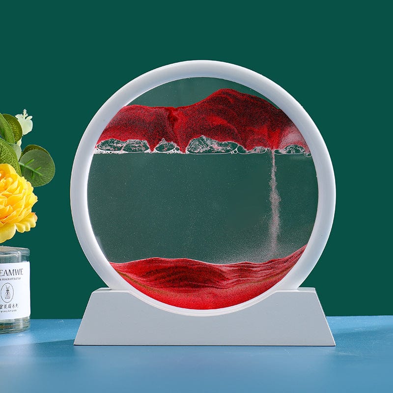 Round Deep Sea Moving Sand Art With Base Gift for Her Anniversary Gift-Red - Giftlab