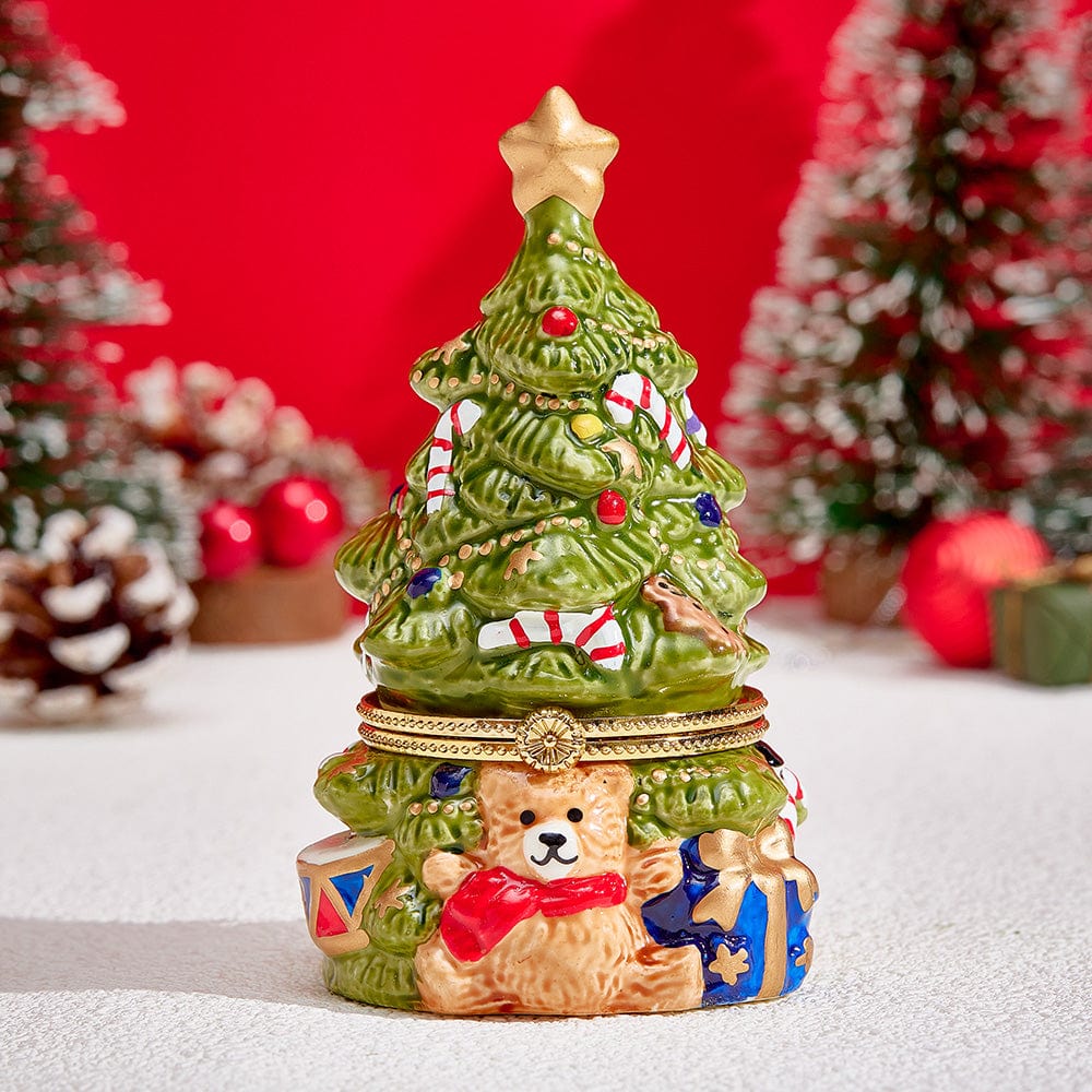 Ceramic Handmade Scented Candle Soy Wax Candle Christmas Gift - Bear Green Christmas Tree - Giftlab