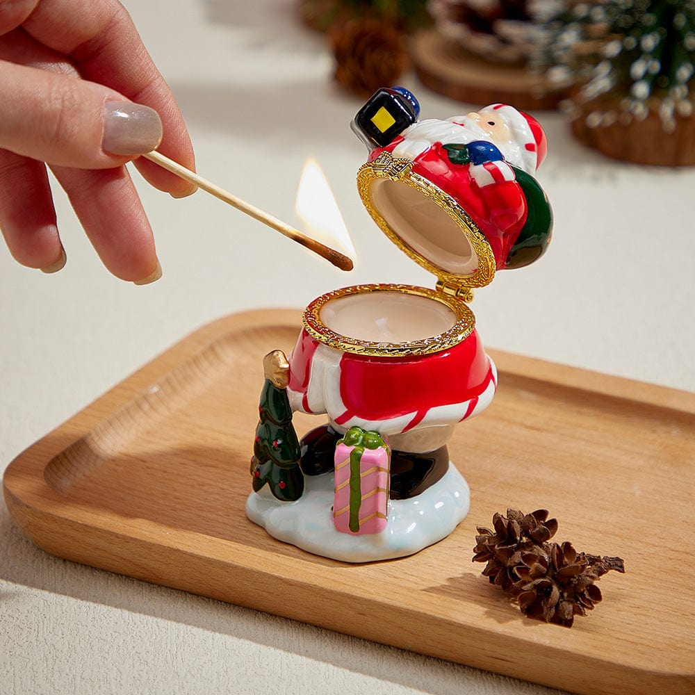 Ceramic Handmade Scented Candle Soy Wax Candle Christmas Gift - Santa Claus with Lantern - Giftlab