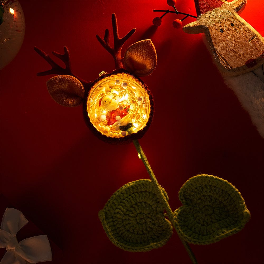 Christmas Deer Santa Flower Decor With Light Handmade Simulation Bouquet Christmas Day Gift - Giftlab