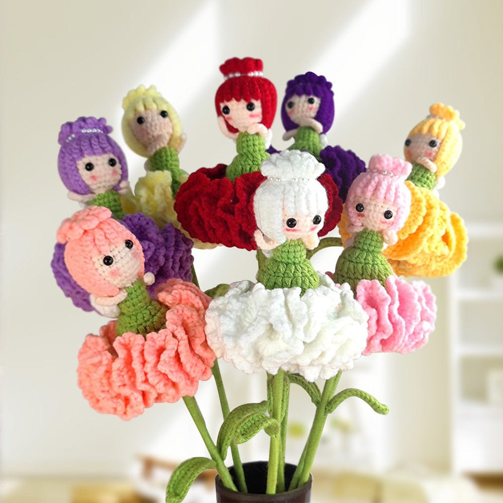 Carnation Fairy Crochet Doll Flower Handmade Knitted Flower Gift for Lover - Giftlab