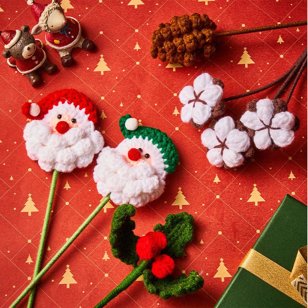 Christmas Crochet Flower Handmade Santa Claus Pine Nut Cotton Knitted Flower Christmas Day Gift - Giftlab