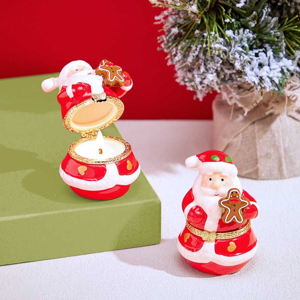 Ceramic Handmade Scented Candle Soy Wax Candle Christmas Gift - Santa Claus and Gingerbread Man - Giftlab