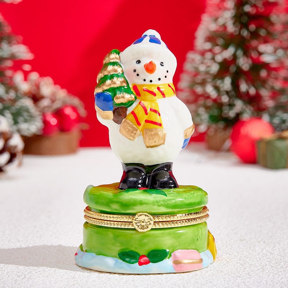 Ceramic Handmade Scented Candle Soy Wax Candle Christmas Gift - Snowman with Yellow Scarf - Giftlab