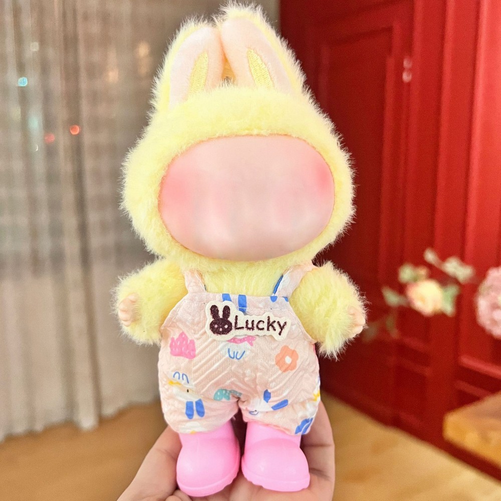 17cm Labu Doll Clothes Light Pink Bunny Style Outfit Fits Gen 1/2/3 (Doll Not Included)