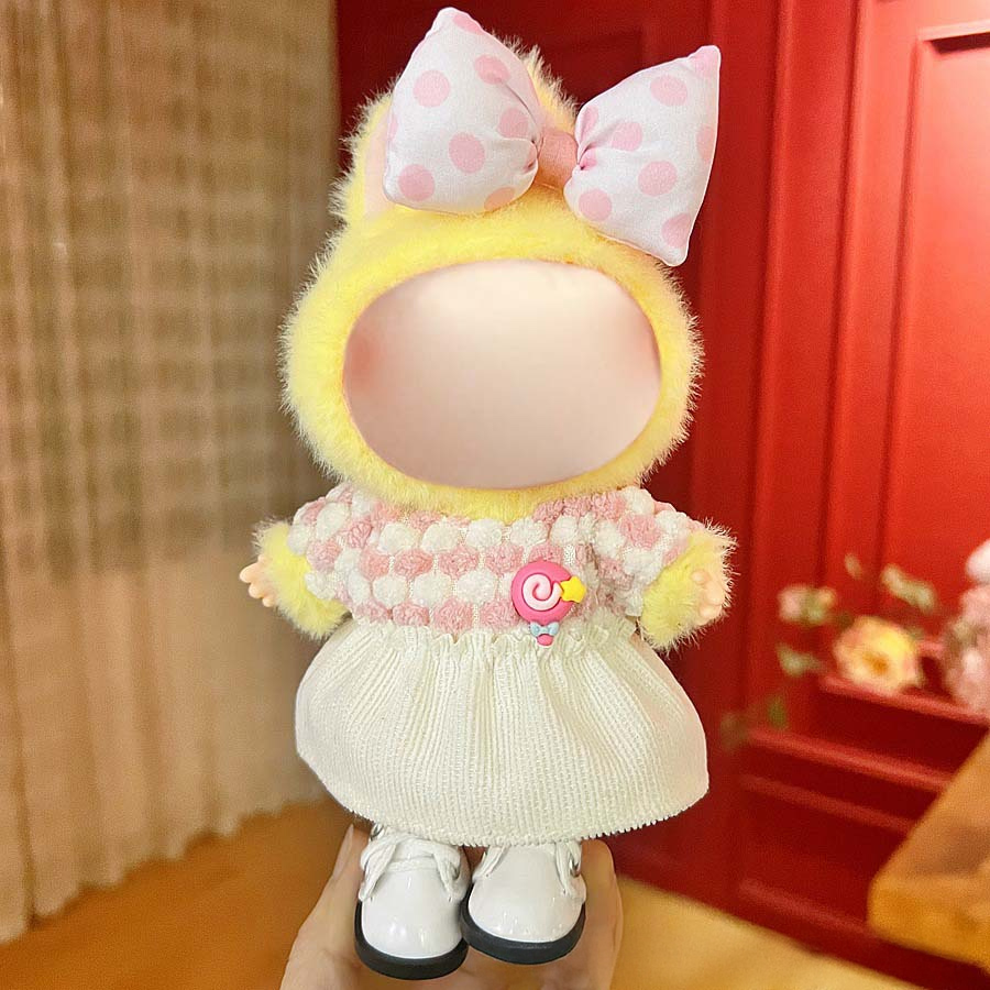 17cm Labu Doll Clothes Pink Lollipop 3-Piece Set Style Outfit Fits Gen 1/2/3 (Doll Not Included)