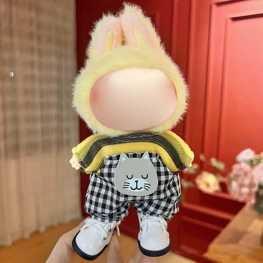 17cm Labu Doll Clothes Striped Kitten Style Outfit Fits Gen 1/2/3 (Doll Not Included)