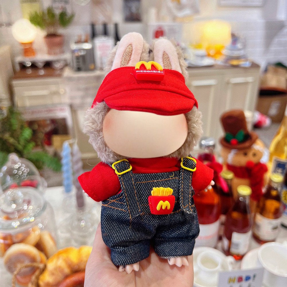17cm Labu Doll Clothes McDonald's Worker Boy Style Outfit Fits Gen 1/2/3 (Doll Not Included)