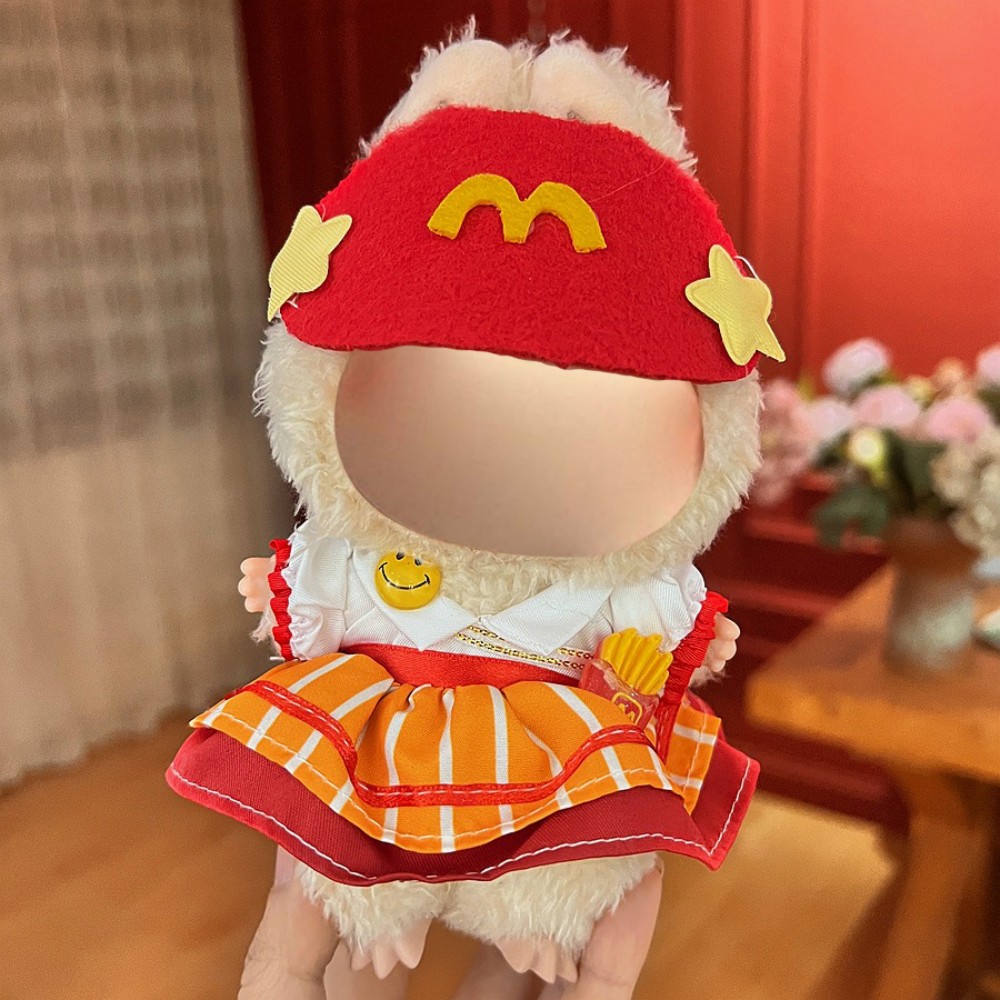 17cm Labu Doll Clothes Burger & Fries Dress Style Outfit Fits Gen 1/2/3 (Doll Not Included)