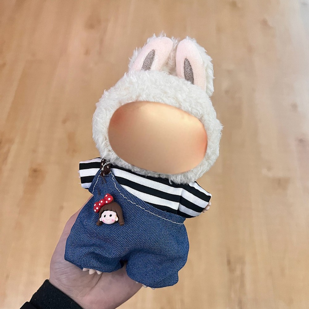 17cm Labu Doll Clothes Asymmetrical Denim Style Outfit Fits Gen 1/2/3 (Doll Not Included)