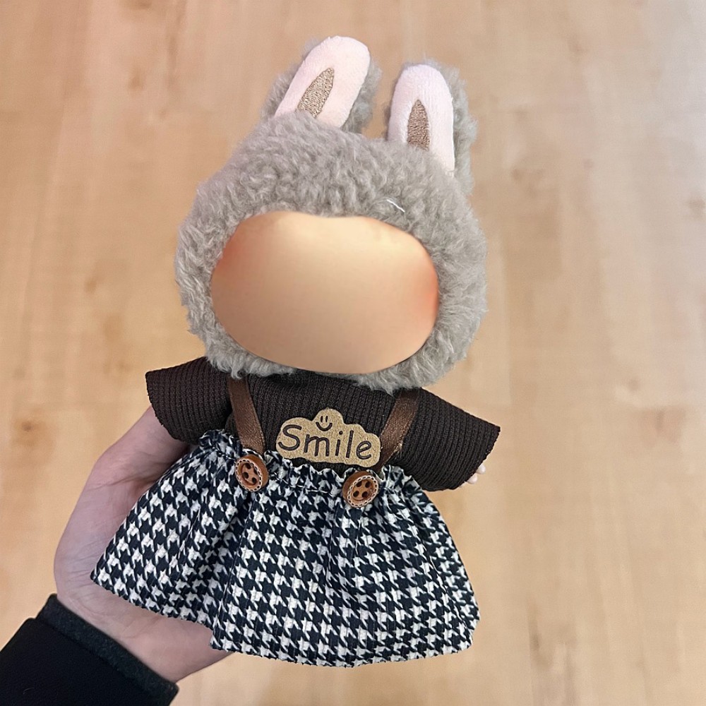 17cm Labu Doll Clothes Smile Plaid Skirt Style Outfit Fits Gen 1/2/3 (Doll Not Included)