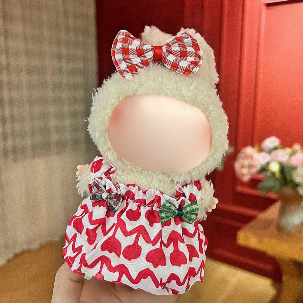 17cm Labu Doll Clothes Red Tulip Style Outfit Fits Gen 1/2/3 (Doll Not Included)