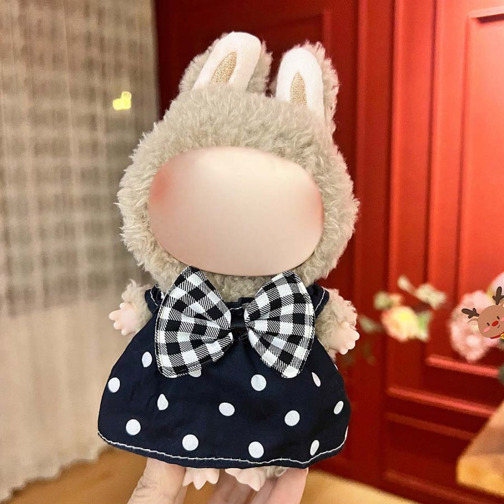 17cm Labu Doll Clothes Black Big Bow Style Outfit Fits Gen 1/2/3 (Doll Not Included)