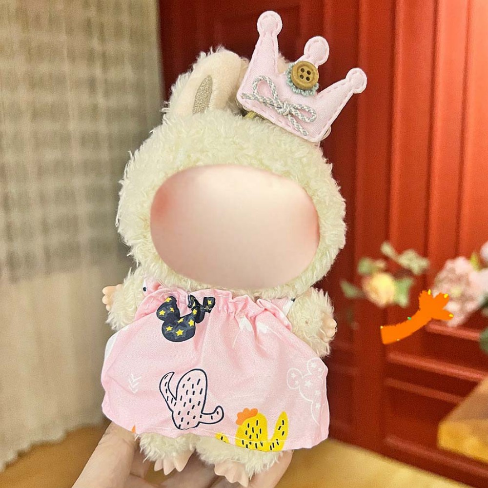 17cm Labu Doll Clothes Pink Crown Style Outfit Fits Gen 1/2/3 (Doll Not Included)