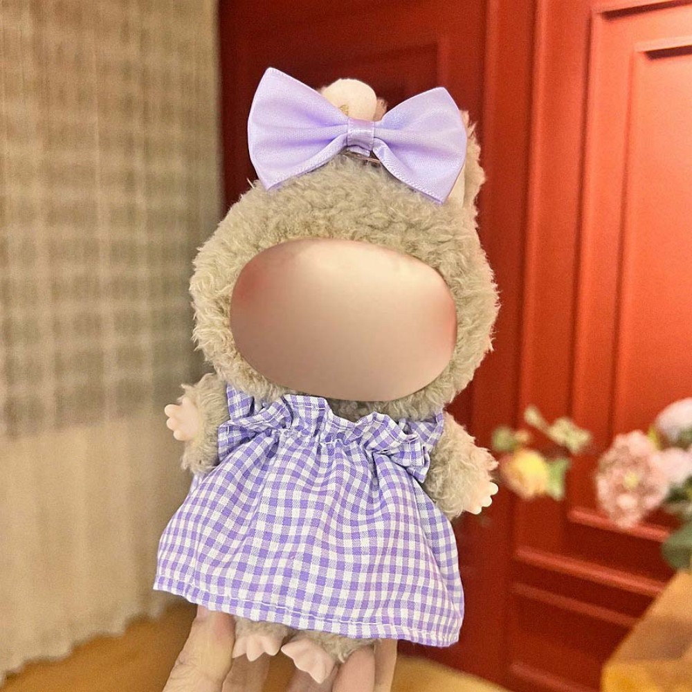 17cm Labu Doll Clothes Taro Check Style Outfit Fits Gen 1/2/3 (Doll Not Included)