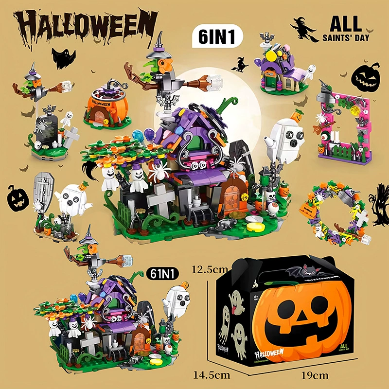 Halloween Themed 31 Day Advent Calendar Pumpkin House Small Particle Puzzle Building Blocks