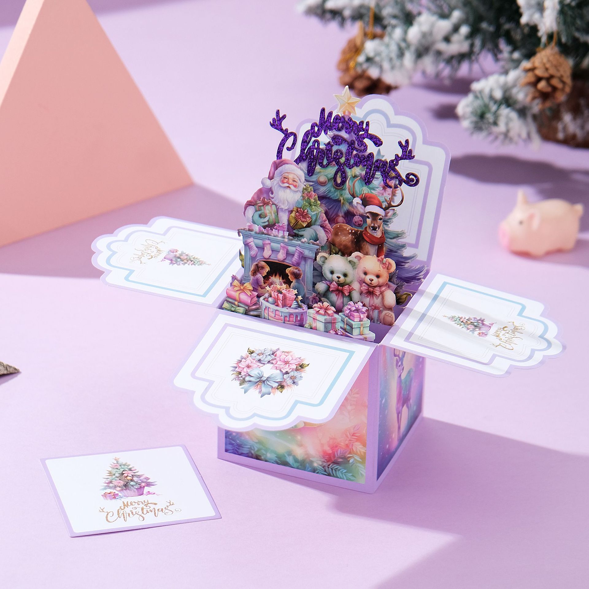Christmas 3D Greeting Card Purple