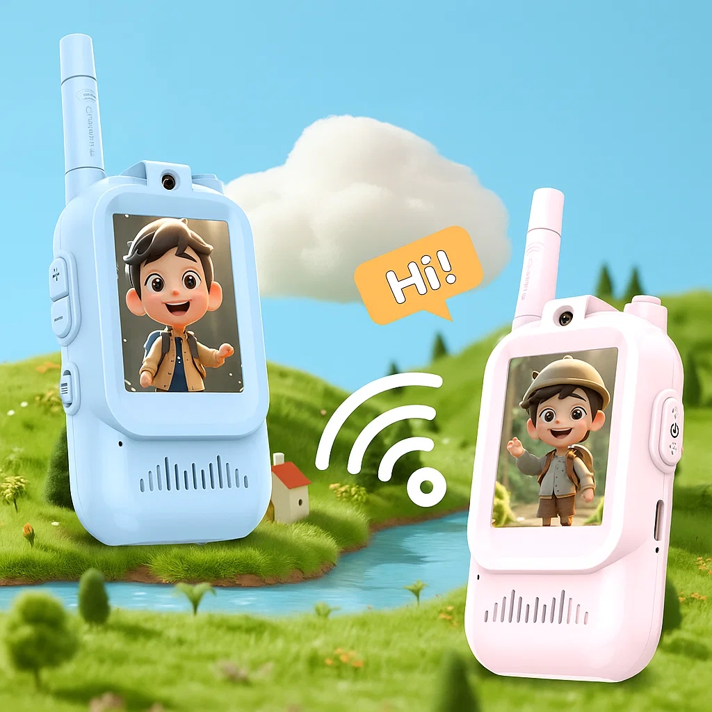 Walkie Talkie for Kids with Video: 2 Pack Rechargeable Toddler Toys with HD Camera & Voice Changer, Long Range Gift Toys for Boys & Girls Ages 3-8 for Outdoor Play, Camping, Travel, Hiking