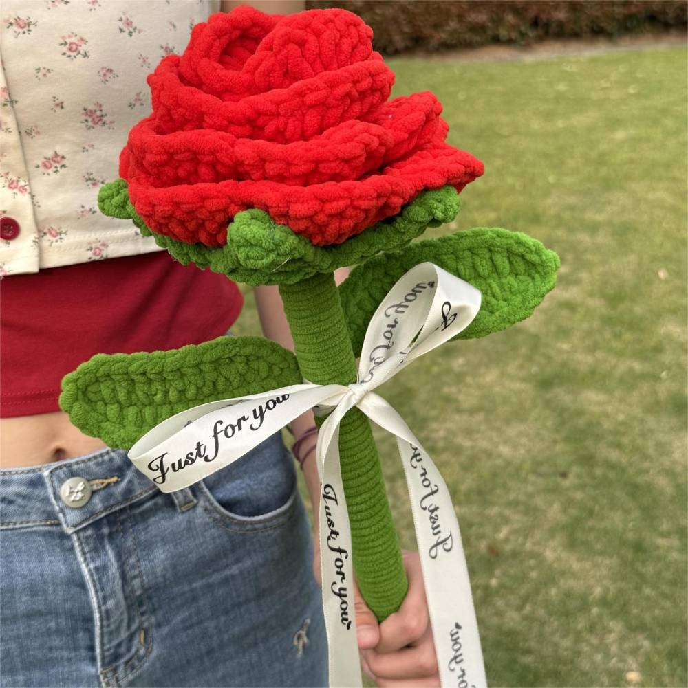 Handmade Crochet Giant Rose Sunflower Carnation Flower Bouquet Floral Gift for Mother - Giftlab