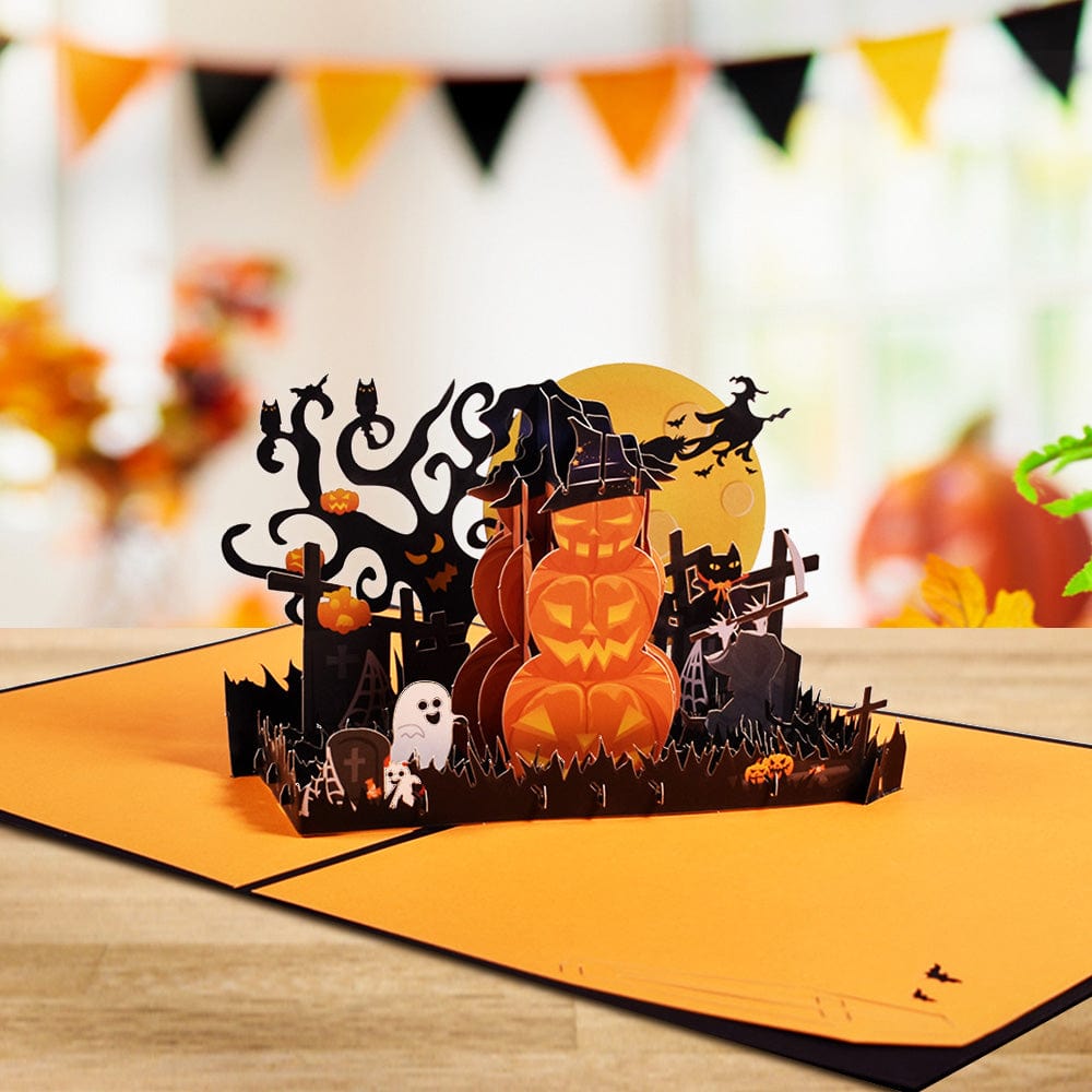Halloween 3D Pop Up Card Pumpkin Graveyard Pop Up Greeting Card - Giftlab