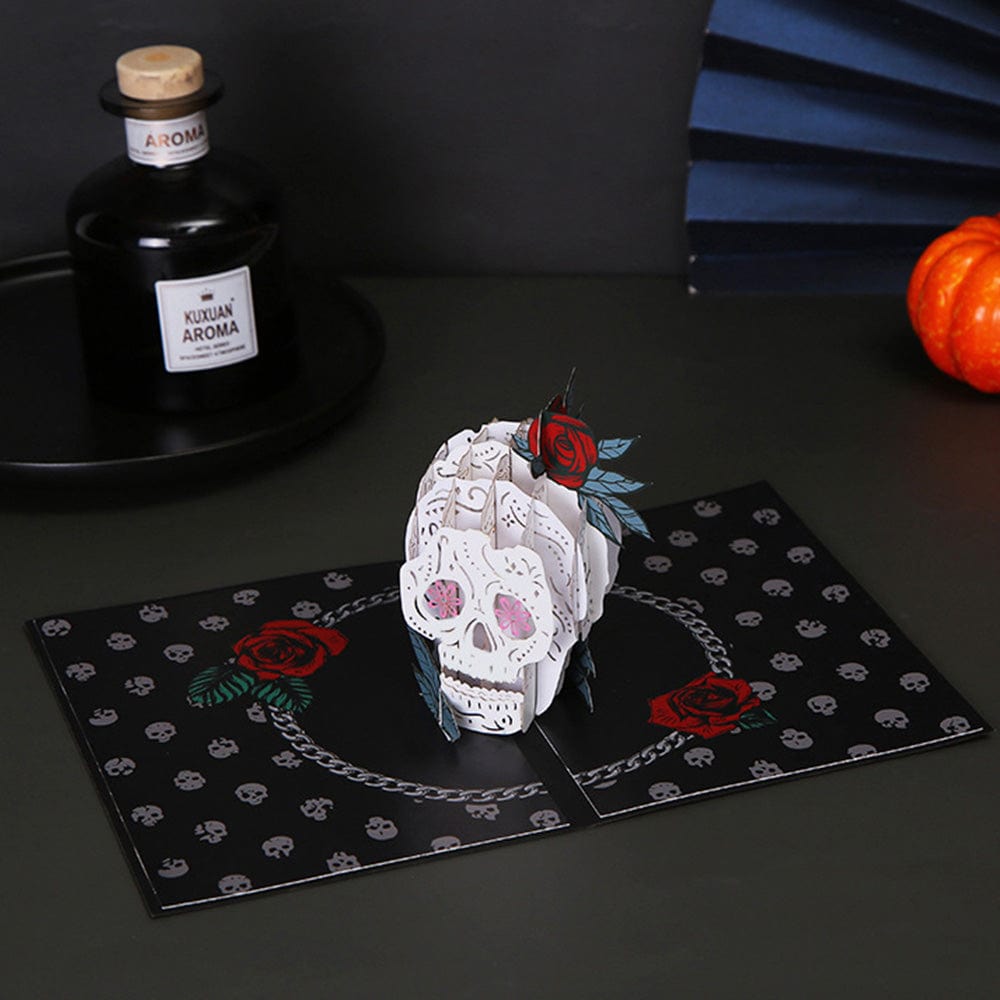 Halloween 3D Pop Up Card Rose Skull Pop Up Greeting Card - Giftlab