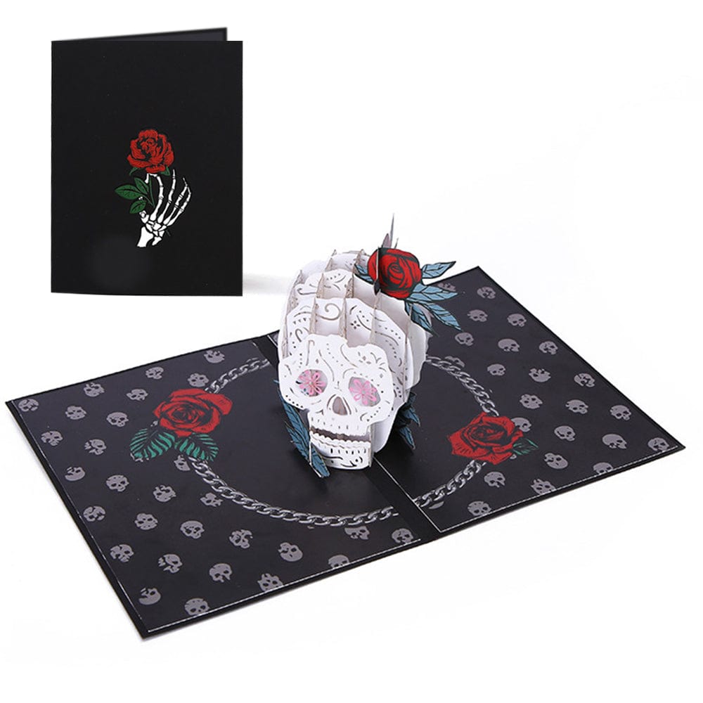 Halloween 3D Pop Up Card Rose Skull Pop Up Greeting Card - Giftlab