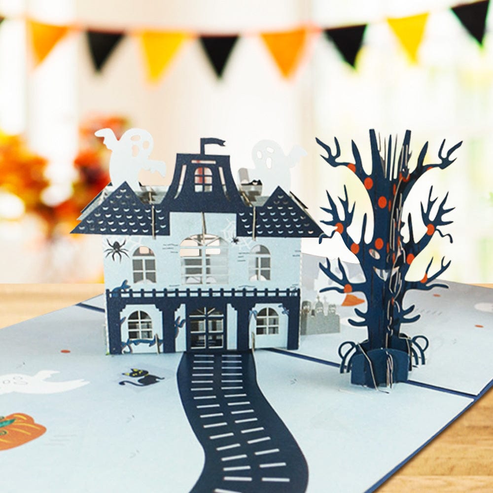 Halloween 3D Pop Up Card Ghost House Pop Up Greeting Card - Giftlab