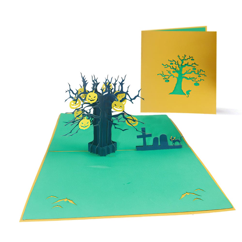 Halloween 3D Pop Up Card Graveyard Pumpkin Tree Pop Up Greeting Card - Giftlab
