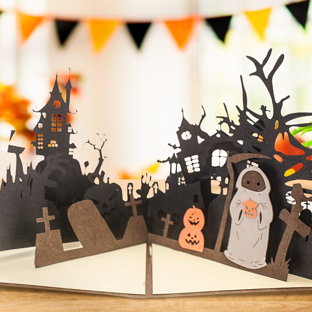 Halloween 3D Pop Up Card Haunted House Tombstone Pop Up Greeting Card - Giftlab