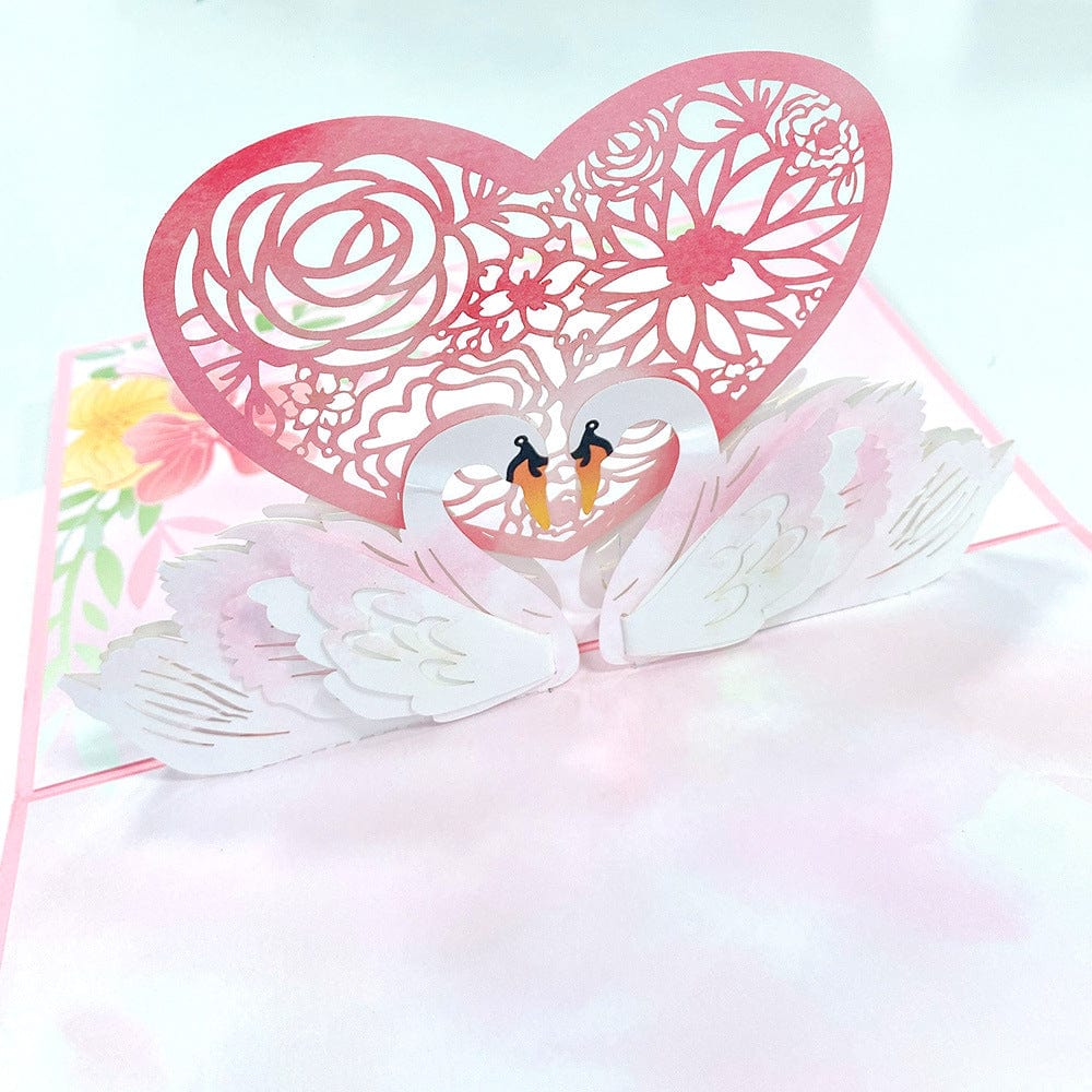 3D Creative Valentine's Day Pop Up Card Love Swan Pop Up Greeting Card - Giftlab