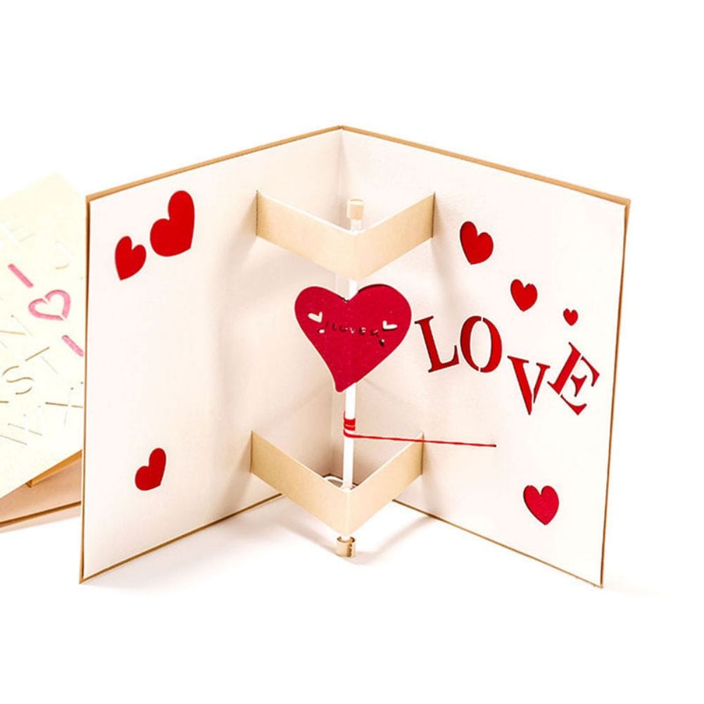 3D Creative Valentine's Day Pop Up Card Rotatable Heart Pop Up Greeting Card - Giftlab