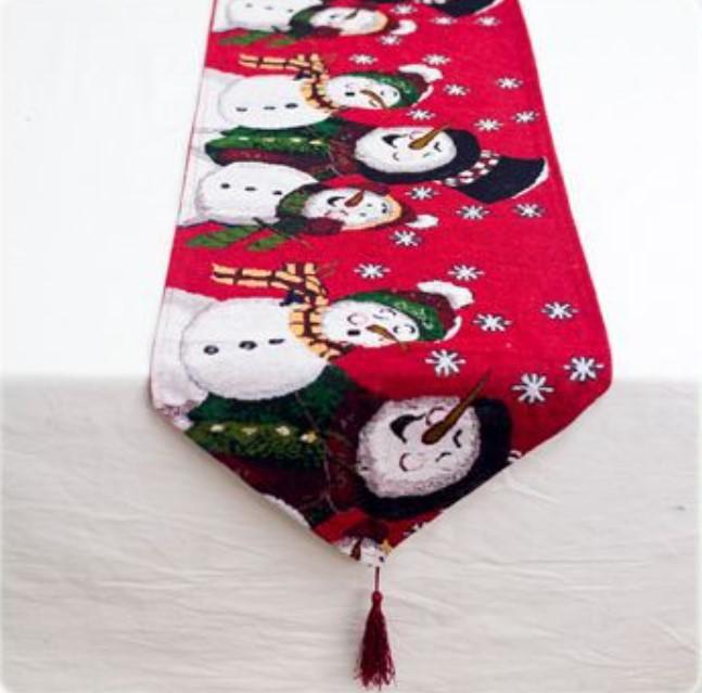 Red Christmas Table Runner Elk Family Gifts - 13" x 70" - Giftlab