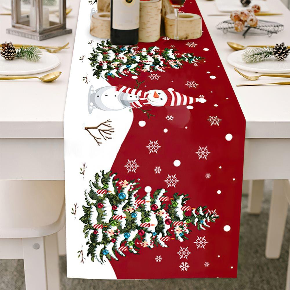 Snowman Table Runner Christmas Runner Multi-size Winter Gifts - Giftlab